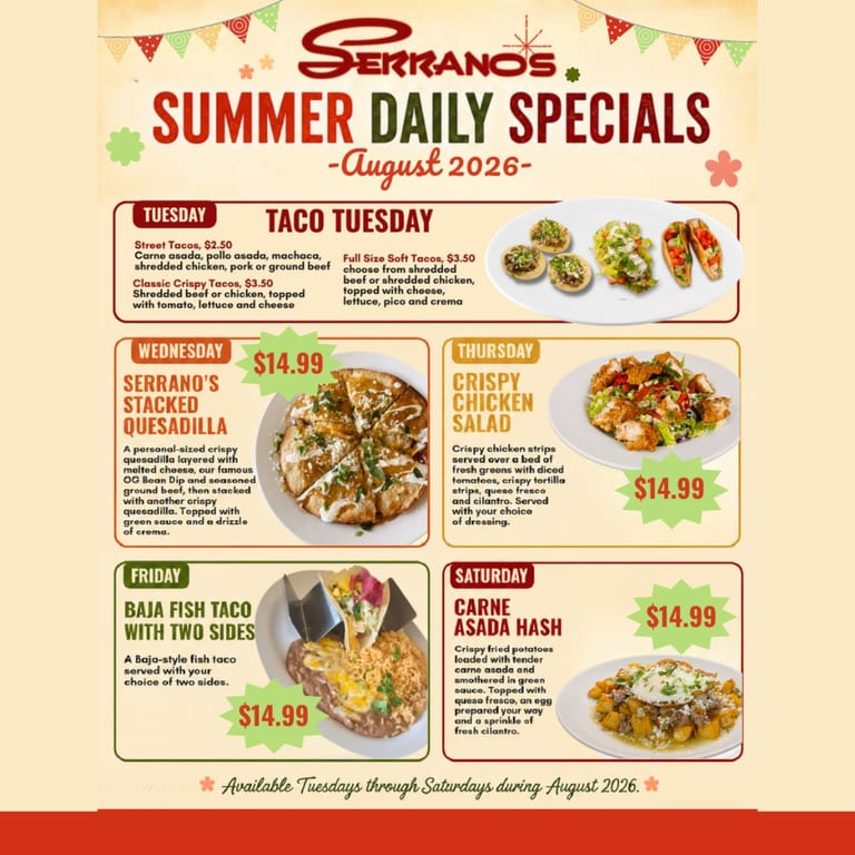 August Daily Specials!