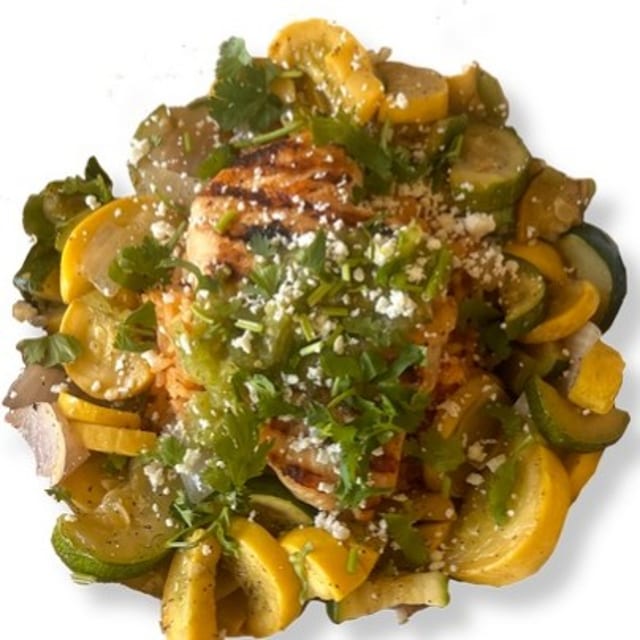 TOMATILLO CHICKEN BOWL.