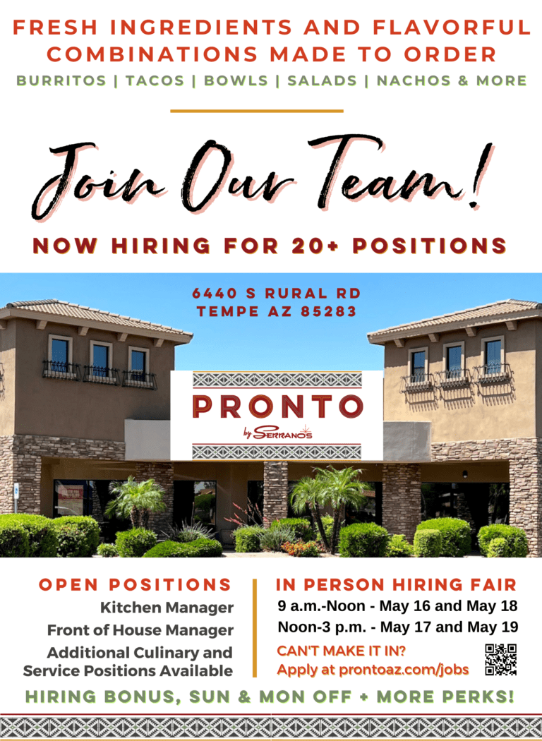 Pronto by Serrano's Fast Casual Mexican Restaurant Now Hiring Job Openings
